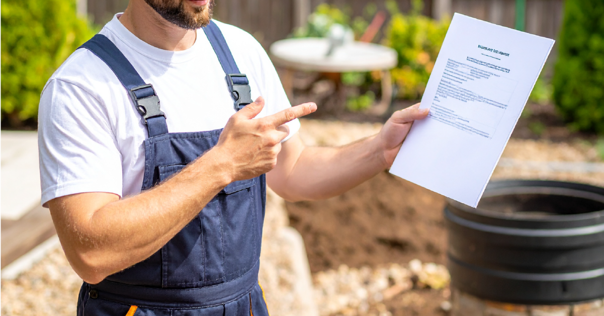 man holding a septic tank permission installation