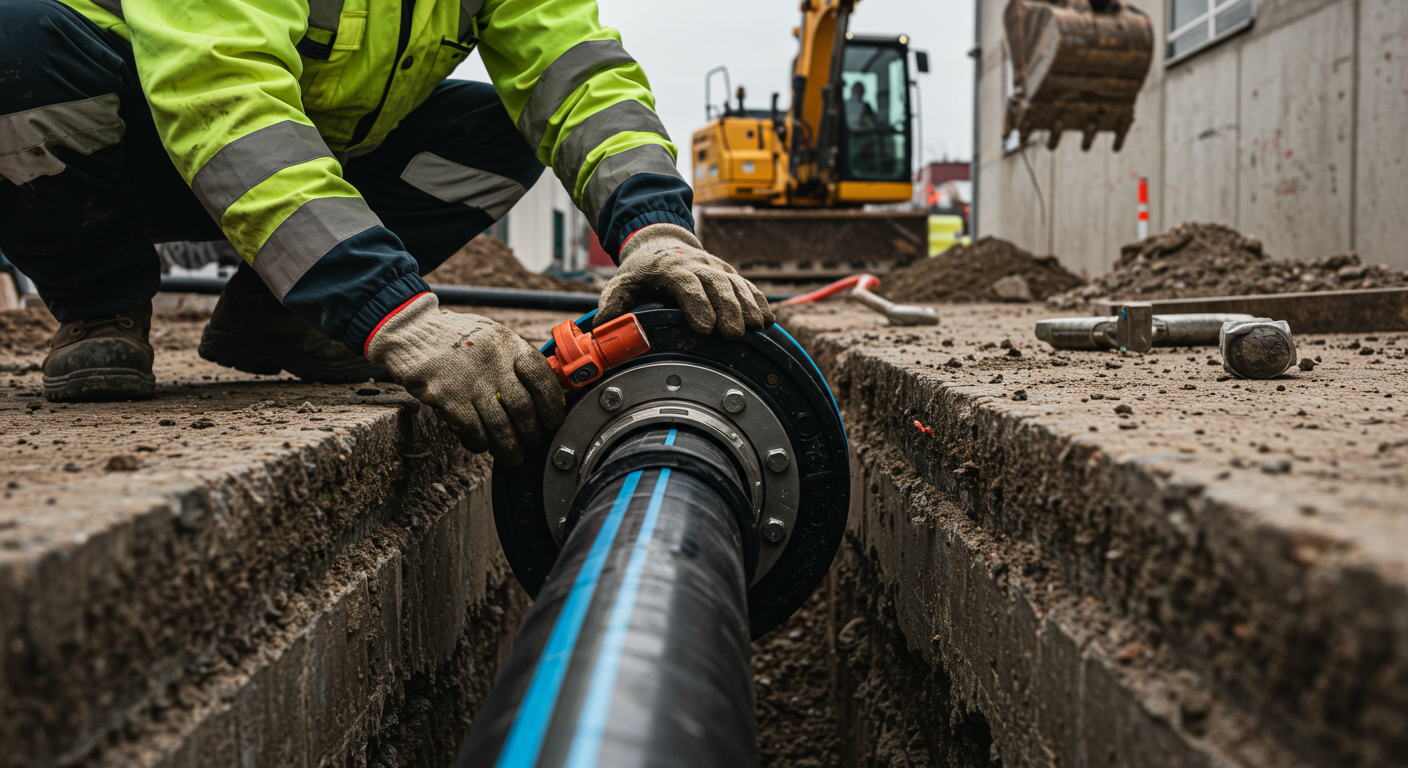 installing a sewer line, new pipeline installation